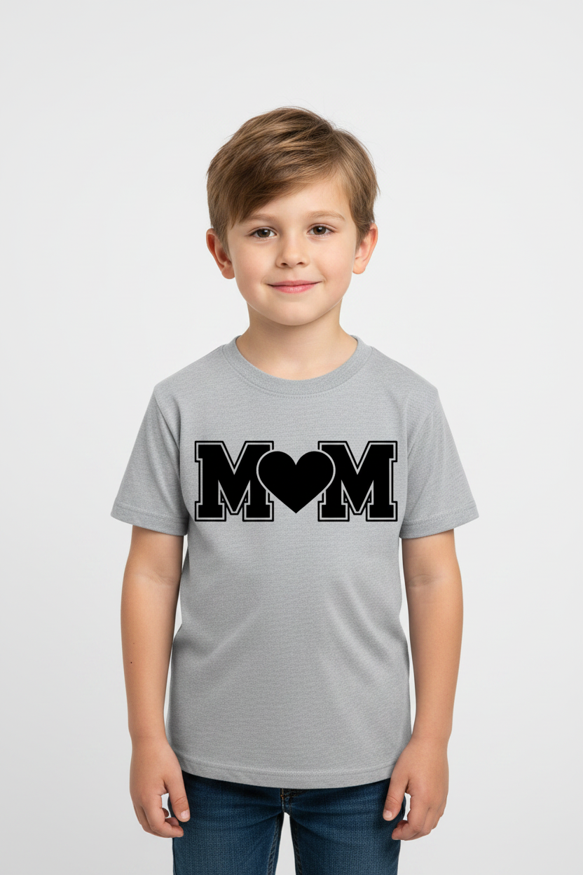 M♥️M Kids Graphic Printed Cotton T-Shirt | Cute Mother's Love Half Sleeves Crew Neck Tee for Boys & Girls