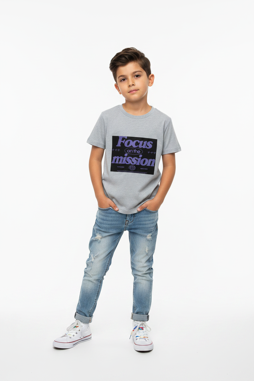 Focus on the Mission Graphic Printed Kids Cotton T-Shirt | Premium Half Sleeve Tee