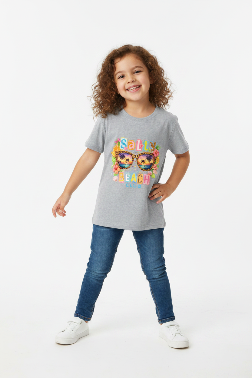 Salty Beach Club Kids Graphic T-Shirt | Summer Vacation Print