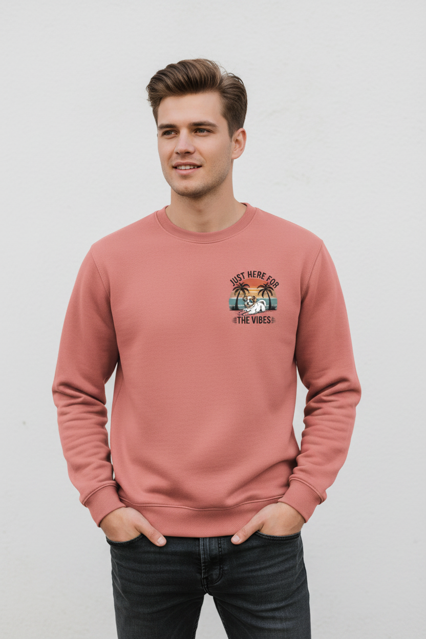 Just Here for the Vibes Men's Premium Mustard Cotton Sweatshirt