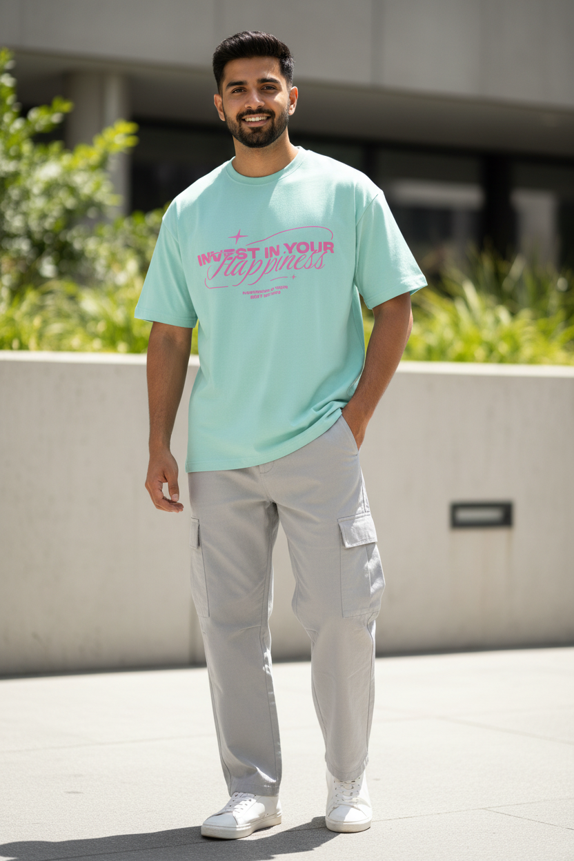 Invest in Your Happiness Oversized Graphic T-Shirt | Premium Cotton | Unisex