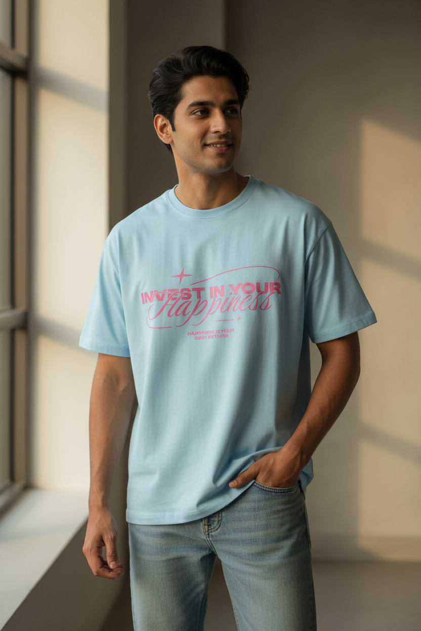 Invest in Your Happiness Oversized Graphic T-Shirt | Premium Cotton | Unisex