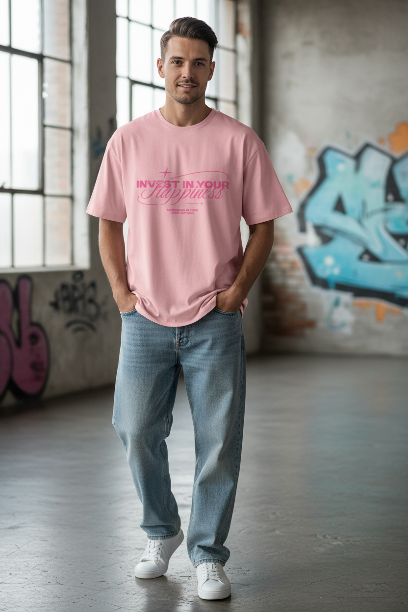 Invest in Your Happiness Oversized Graphic T-Shirt | Premium Cotton | Unisex