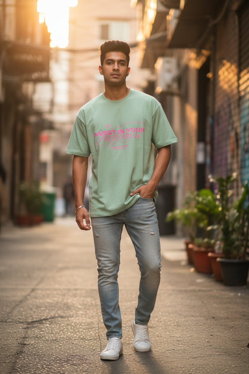 Invest in Your Happiness Oversized Graphic T-Shirt | Premium Cotton | Unisex