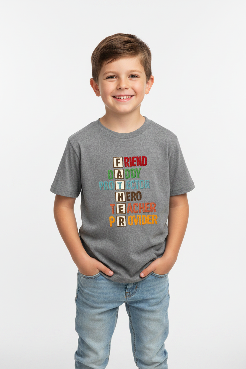 Kids Father's Day Typography Printed T-Shirt | 100% Cotton | White |