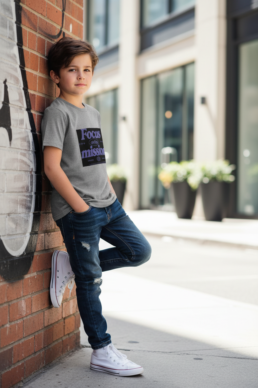 Focus on the Mission Graphic Printed Kids Cotton T-Shirt | Premium Half Sleeve Tee
