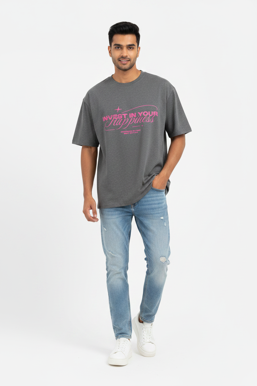 Invest in Your Happiness Oversized Graphic T-Shirt | Premium Cotton | Unisex