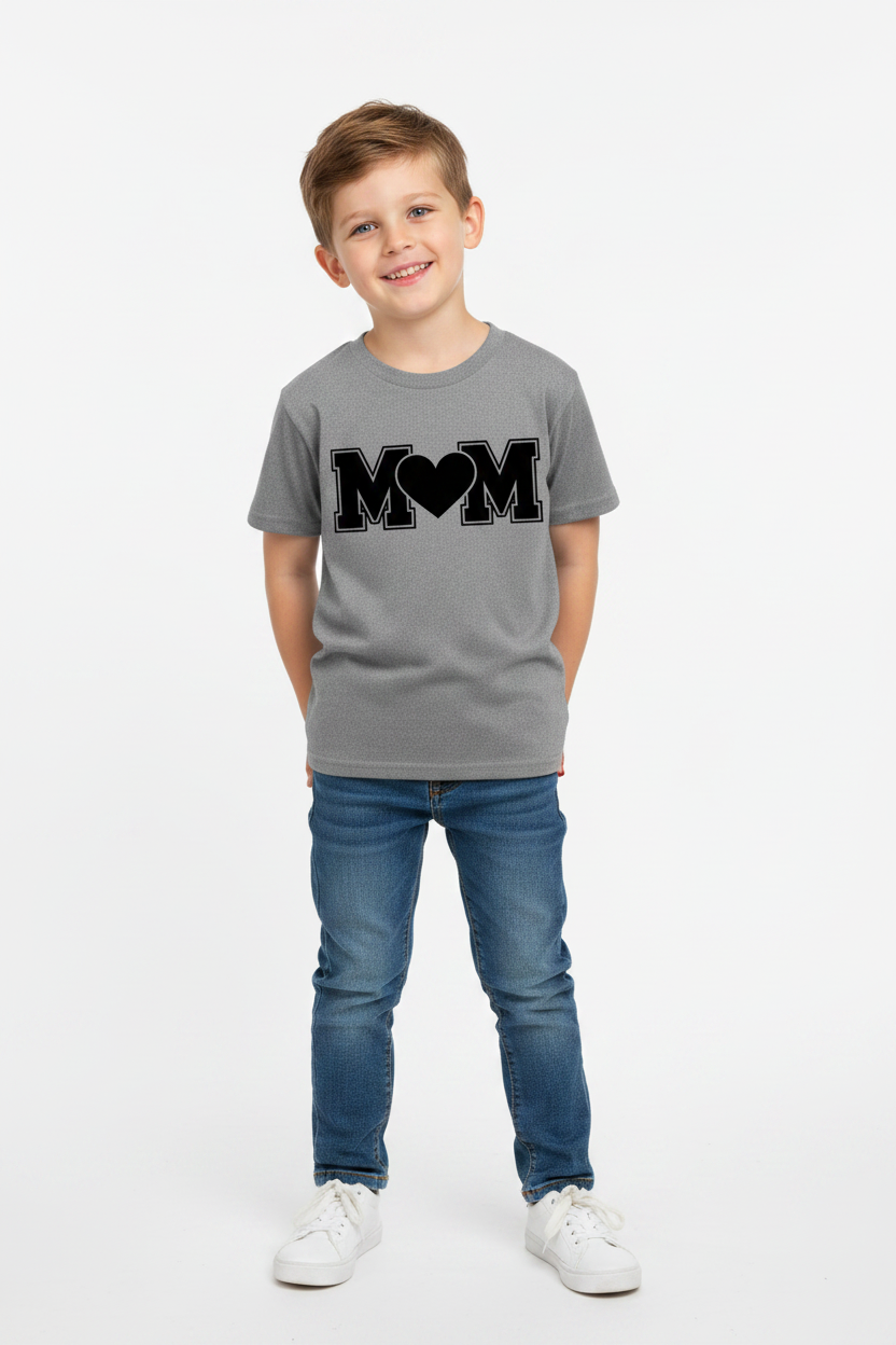 M♥️M Kids Graphic Printed Cotton T-Shirt | Cute Mother's Love Half Sleeves Crew Neck Tee for Boys & Girls