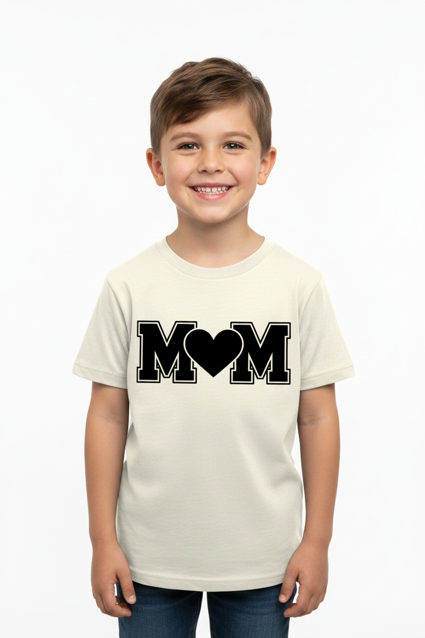 M♥️M Kids Graphic Printed Cotton T-Shirt | Cute Mother's Love Half Sleeves Crew Neck Tee for Boys & Girls