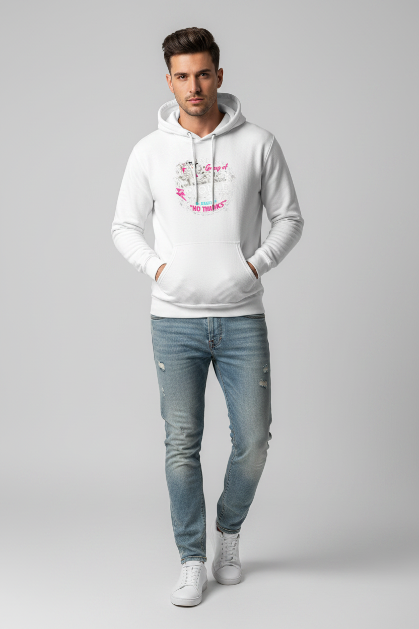 Men's White Graphic Printed Hoodie | Premium Cotton Blend | Regular Fit | Made in India