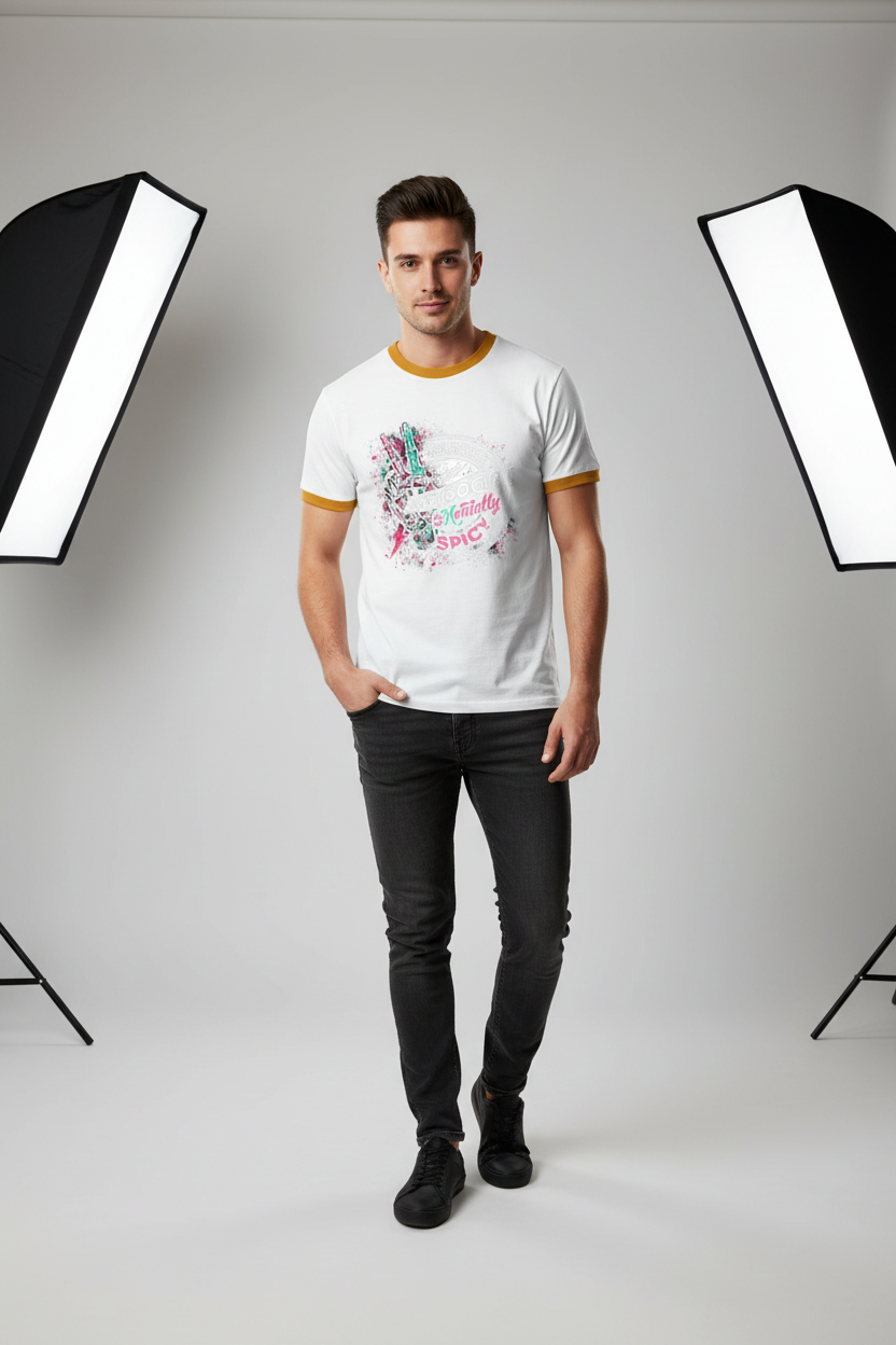 Anti Social Mentally Spicy Graphic Ringer T-Shirt for Men | Premium Cotton | 180 GSM | Made in India