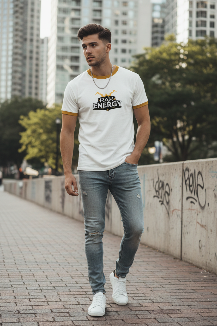 Raw Energy Graphic Ringer T-Shirt
