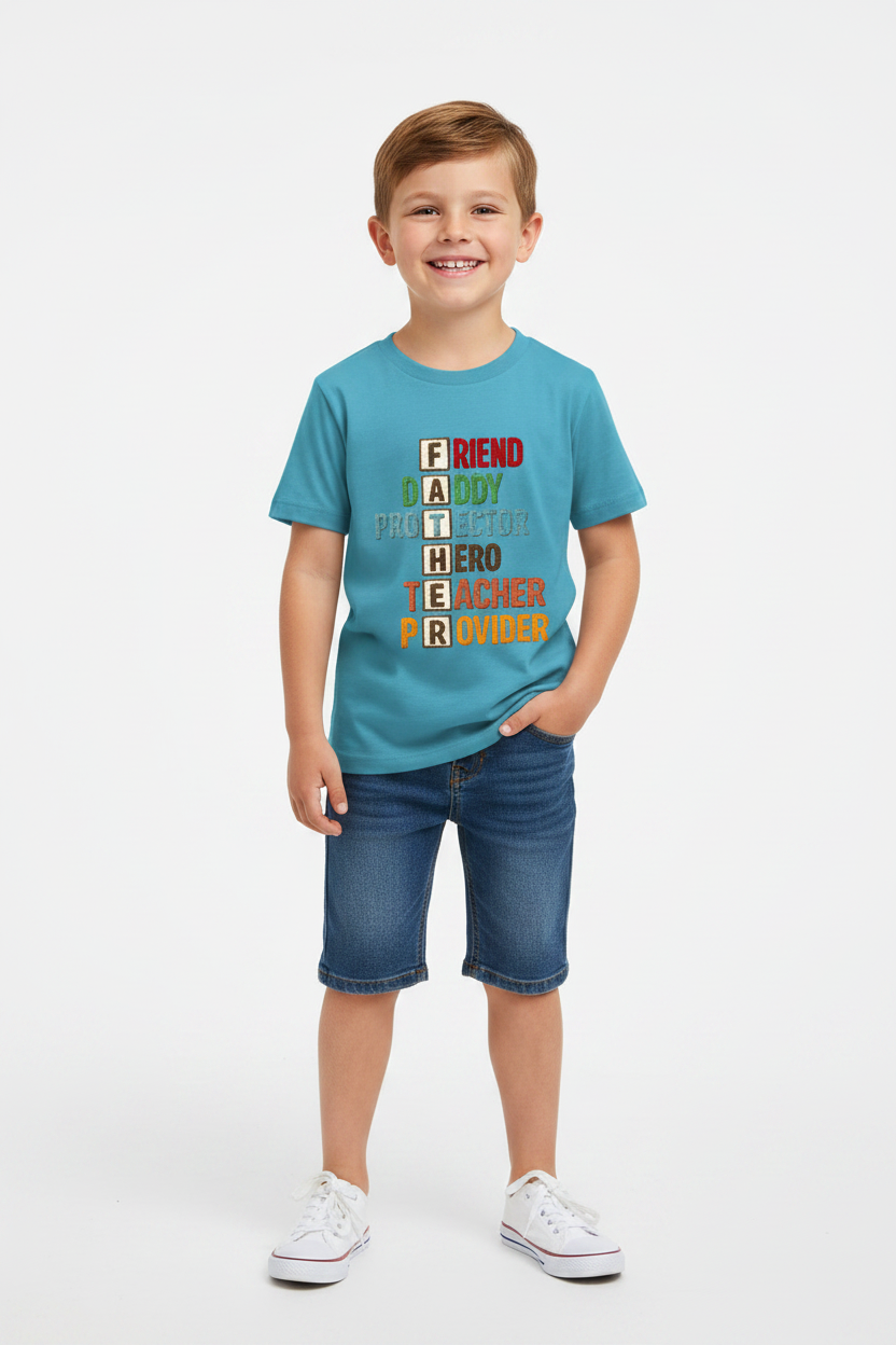 Kids Father's Day Typography Printed T-Shirt | 100% Cotton | White |