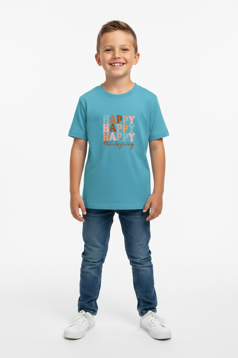 Happy Thanksgiving Graphic Printed Boys Cotton T-Shirt