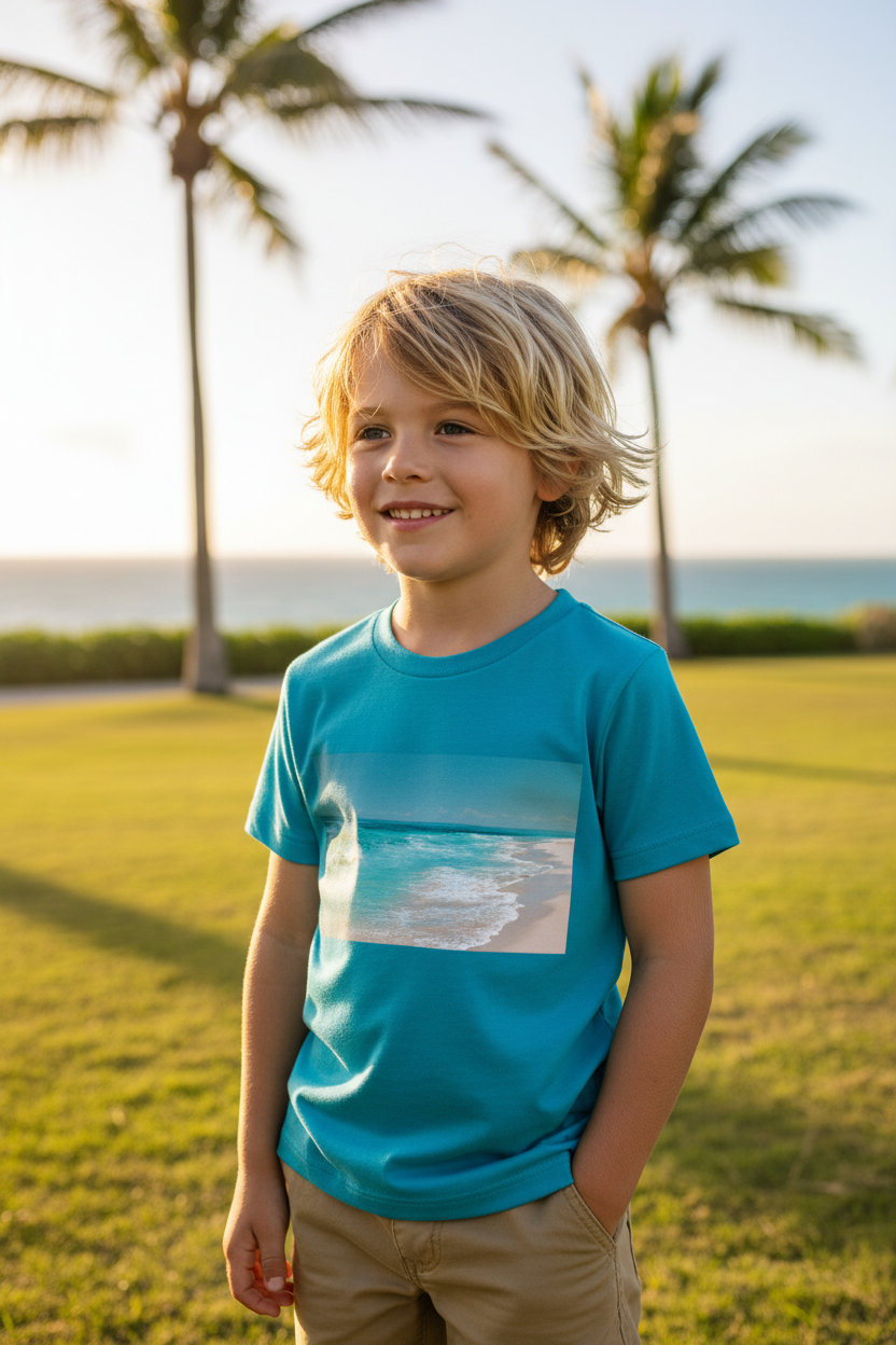 Kids Beach Vibes Graphic Printed Half Sleeve T-Shirt | Soft Cotton | Regular Fit