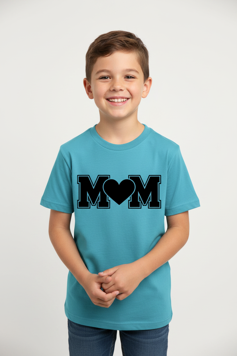 M♥️M Kids Graphic Printed Cotton T-Shirt | Cute Mother's Love Half Sleeves Crew Neck Tee for Boys & Girls