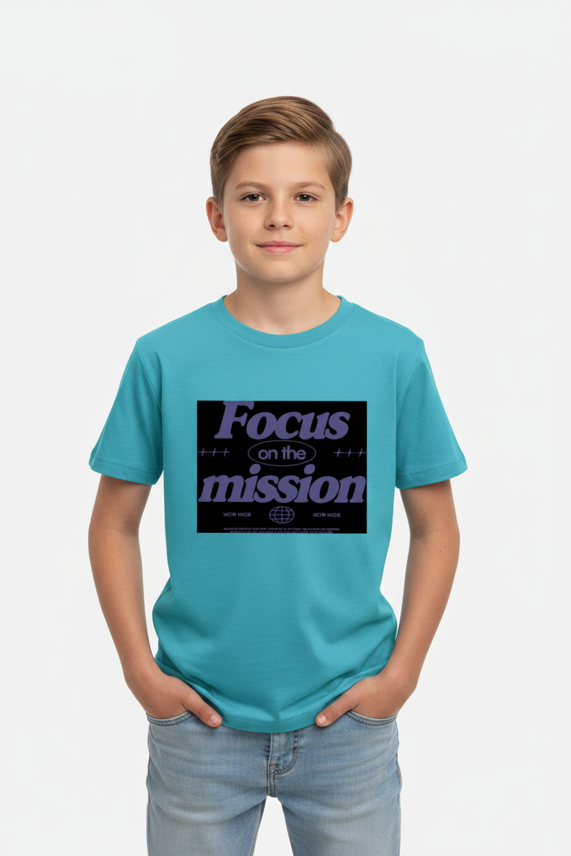 Focus on the Mission Graphic Printed Kids Cotton T-Shirt | Premium Half Sleeve Tee