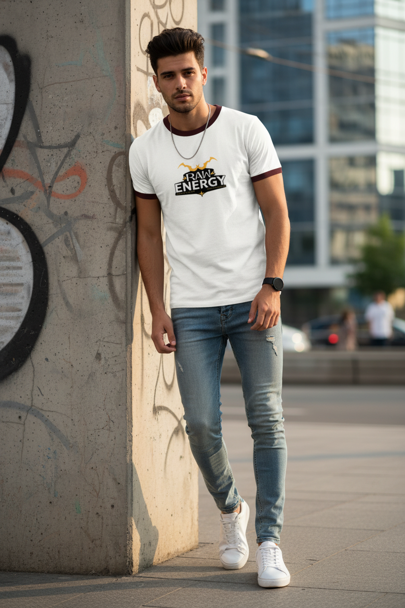 Raw Energy Graphic Ringer T-Shirt