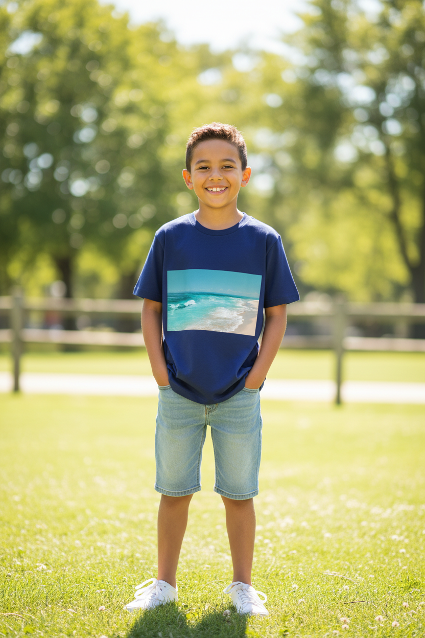 Kids Beach Vibes Graphic Printed Half Sleeve T-Shirt | Soft Cotton | Regular Fit