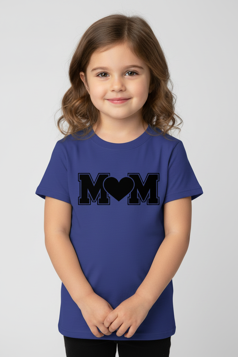 MOM Heart Graphic Kids T-Shirt | Cute Love Print Cotton Tee for Boys & Girls