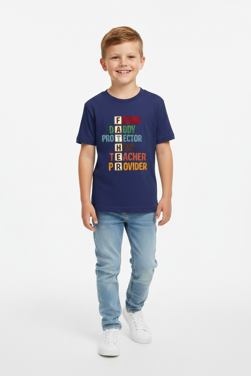 Kids Father's Day Typography Printed T-Shirt | 100% Cotton | White |