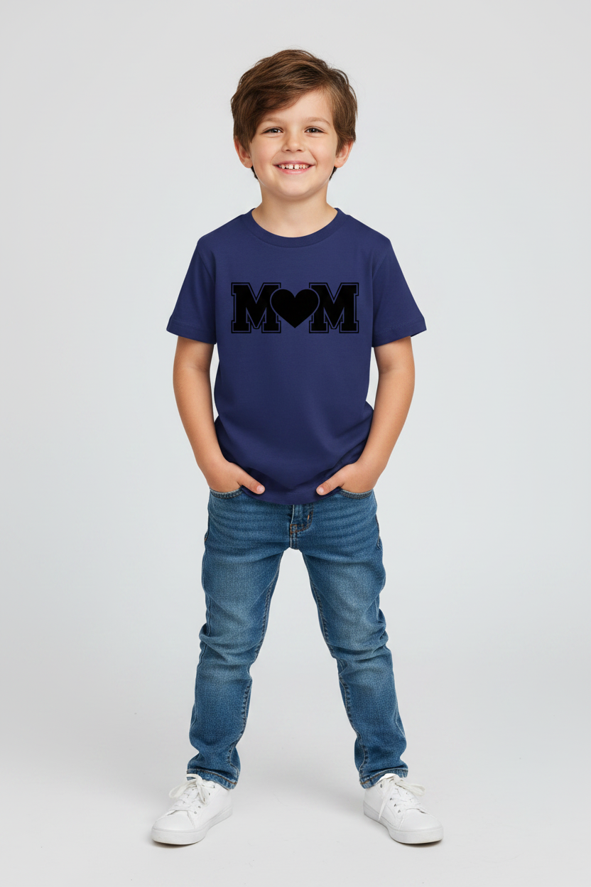 M♥️M Kids Graphic Printed Cotton T-Shirt | Cute Mother's Love Half Sleeves Crew Neck Tee for Boys & Girls