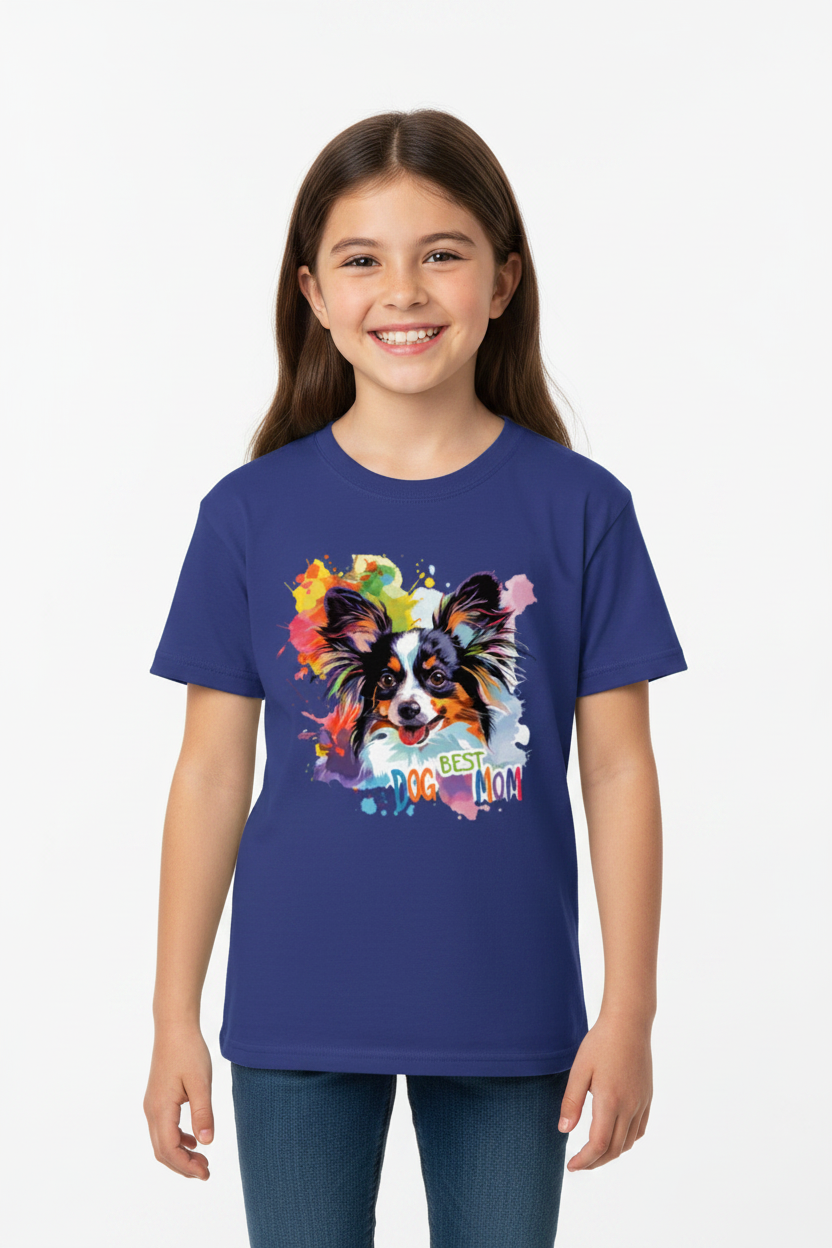 Kids Best Dog Moon Graphic Printed T-Shirt | Cute Color Splash Dog Tee